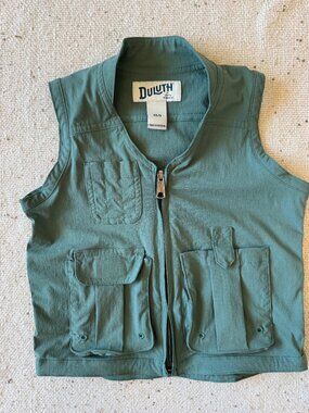 Duluth Trading Co. XS/S Sage Green Utility Cargo Zip Vest